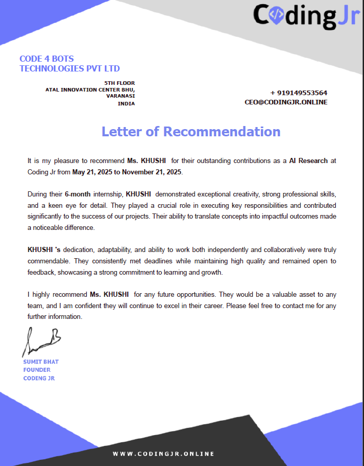 Letter of Recommendation